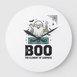 Halloween Ghost Boo Science Funny Vintage_1 Large Clock