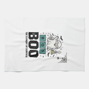 Halloween Ghost Boo Science Funny Vintage_1 Tea Towel