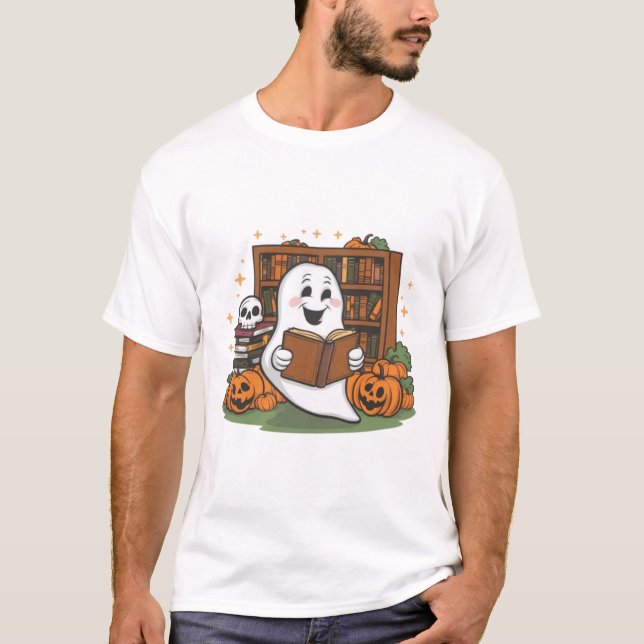 Halloween Ghost Book Lover Shirt (Front)