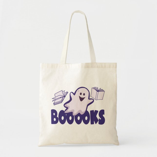 Halloween Ghost Book Tote Bag (Front)