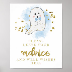 Halloween Ghost Boy Baby Shower Advice Sign
