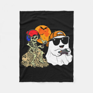 Halloween Ghost Boys Kids Gaming Scary Skeleton Ga Fleece Blanket