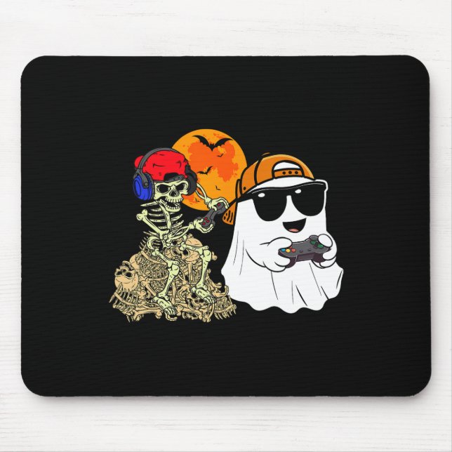 Halloween Ghost Boys Kids Gaming Scary Skeleton Ga Mouse Mat (Front)