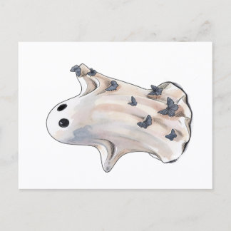 Halloween ghost butterfly postcard