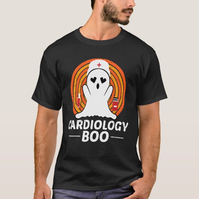 Halloween Ghost Cardiology Boo Nurse Ghost Figurin T-Shirt (Front)