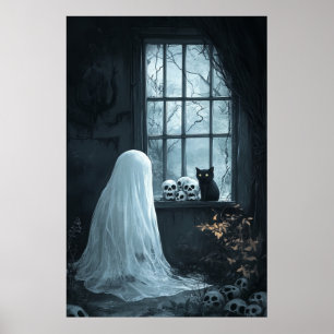 Halloween Ghost, Cat and Skuls Poster