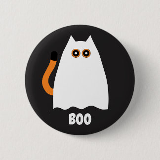 Halloween Ghost Cat Button