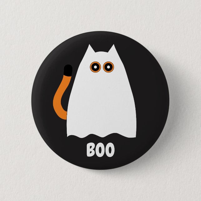 Halloween Ghost Cat Button (Front)