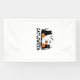Halloween Ghost Cat Catloween Funny Black Cat Cat Banner