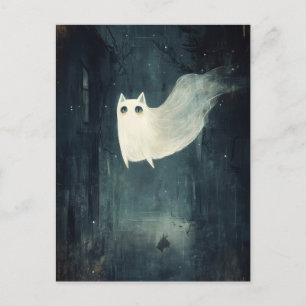 Halloween Ghost Cat Postcard