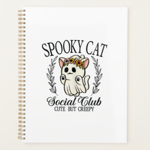 Halloween Ghost Cat Social Club Retro Creepy Cute Planner