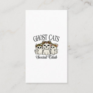 Halloween Ghost Cat Social Club Retro Spooky Cat S Business Card