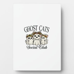 Halloween Ghost Cat Social Club Retro Spooky Cat S Plaque