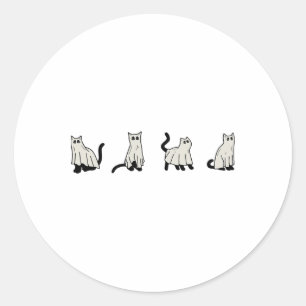 Halloween Ghost Cats Cute Cats In Ghost Costumes F Classic Round Sticker