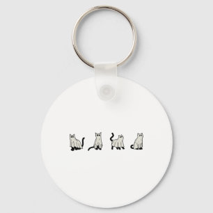 Halloween Ghost Cats Cute Cats In Ghost Costumes F Key Ring