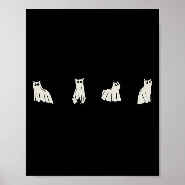 Halloween Ghost Cats Cute Cats In Ghost Costumes F Poster (Front)