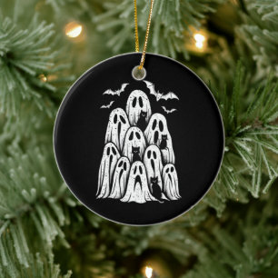 Halloween Ghost Cats Lover Fall Spooky Season Ceramic Tree Decoration