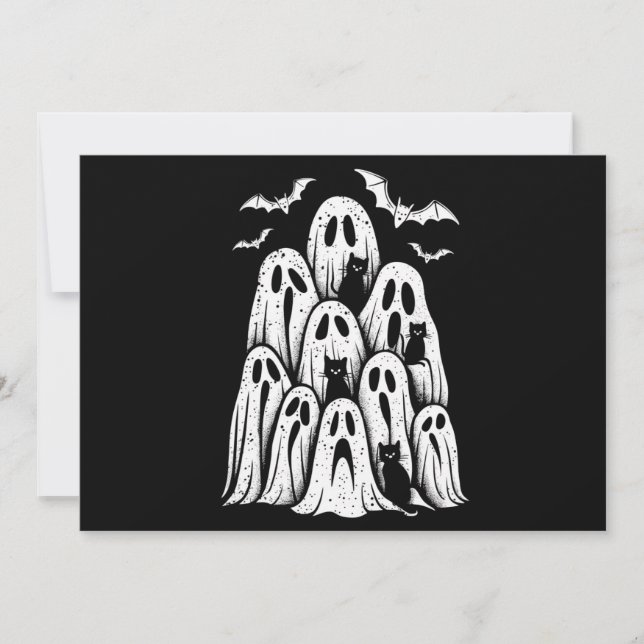 Halloween Ghost Cats Lover Fall Spooky Season Invitation (Front)