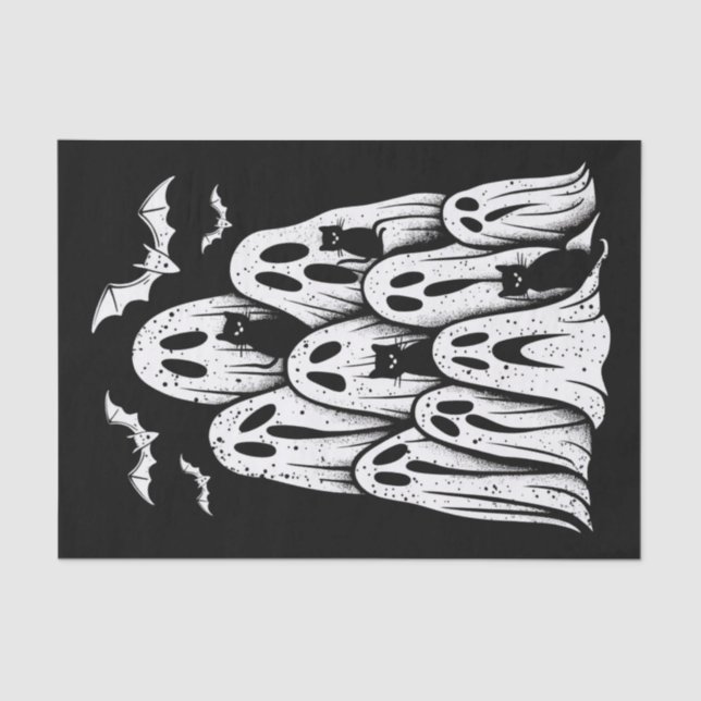 Halloween Ghost Cats Lover Fall Spooky Season Tissue Paper (Front)