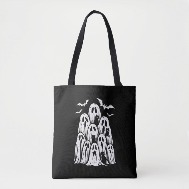 Halloween Ghost Cats Lover Fall Spooky Season Tote Bag (Front)