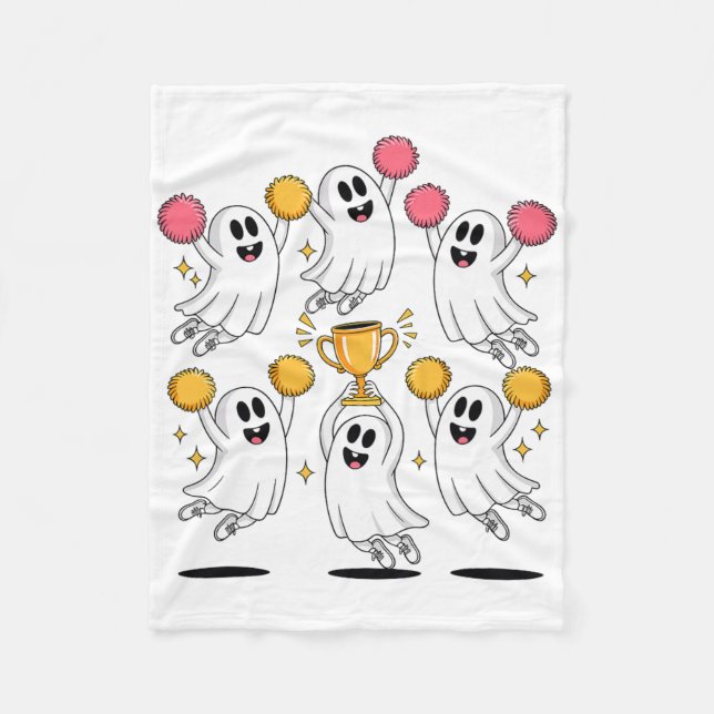 Halloween Ghost Cheerleader Cheerleading  Fleece Blanket (Front)