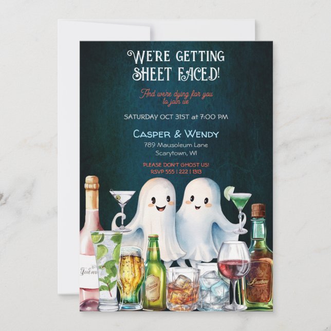 Halloween Ghost Cocktails Invitation (Front)