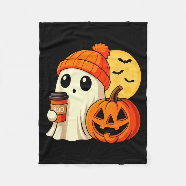 Halloween Ghost Coffee Pumpkin Soky Season Women K Fleece Blanket (Front)