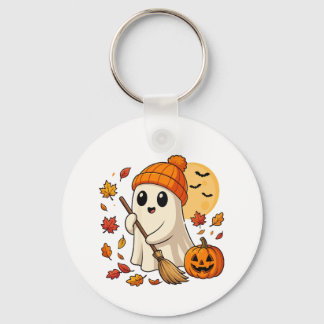 Halloween Ghost Coffee Pumpkin Spooky Season Women Key Ring