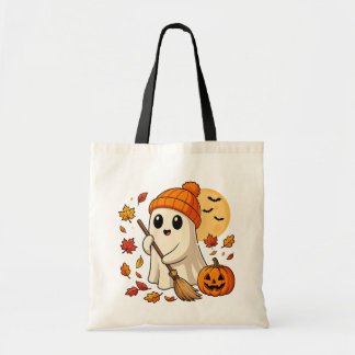 Halloween Ghost Coffee Pumpkin Spooky Season Women Tote Bag