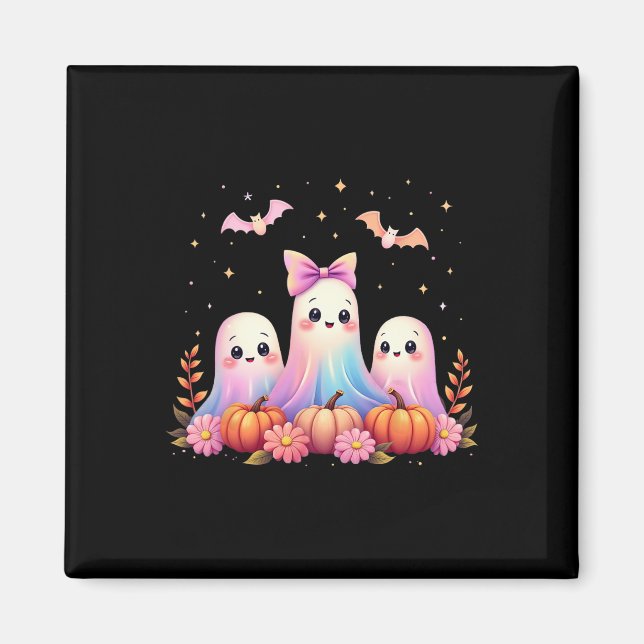 Halloween Ghost Coquette Bow Fall Pumpkin Spooky S Magnet (Front)