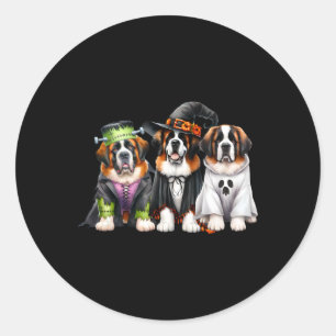 Halloween Ghost Costume Witch Dog Saint Bernard St Classic Round Sticker