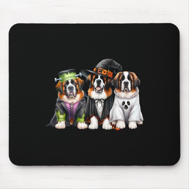 Halloween Ghost Costume Witch Dog Saint Bernard St Mouse Mat (Front)