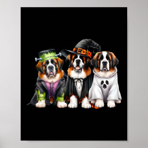 Halloween Ghost Costume Witch Dog Saint Bernard St Poster