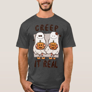 Halloween Ghost Creep It Real Ghost Pumpkin Trick T-Shirt