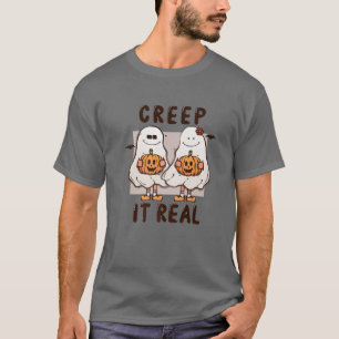 Halloween Ghost Creep It Real Ghost Pumpkin Trick T-Shirt