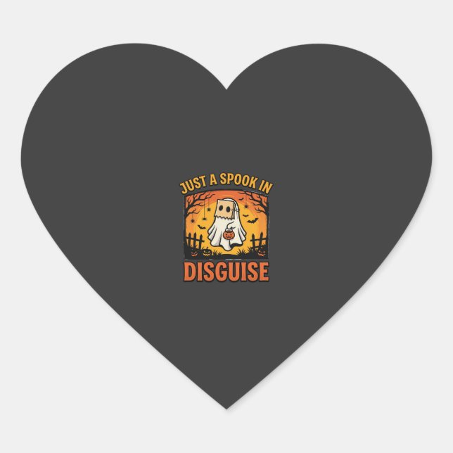 Halloween Ghost Disguise Heart Sticker (Front)