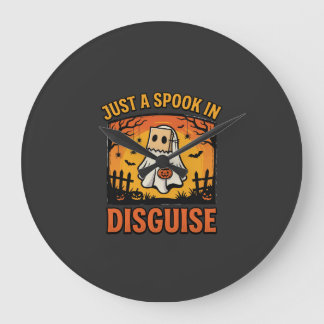 Halloween Ghost Disguise Large Clock