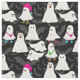 halloween ghost dog cat black fabric