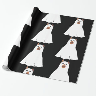 halloween ghost dog creepy cute wrapping paper