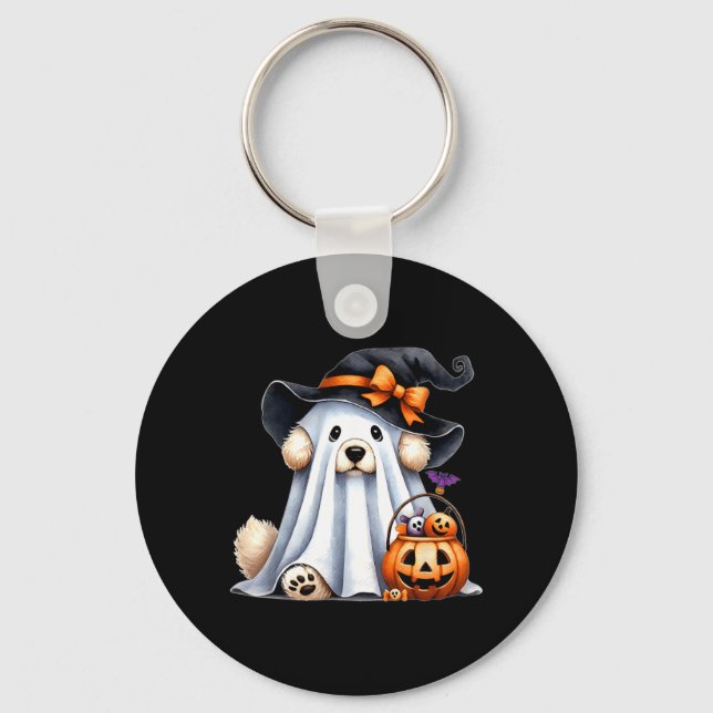 Halloween Ghost Dog Key Ring (Front)