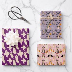 Halloween Ghost Dog Pumpkin Wrapping Paper Sheet