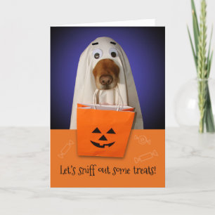 Halloween Ghost Dog, Sniff Out Treats Card
