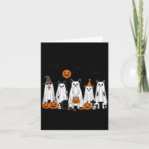 Halloween Ghost Dogs Cute Pumpkin Cartoon Design Card