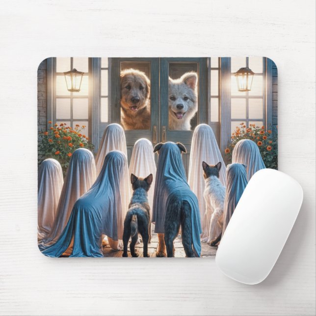 Halloween Ghost Dogs  Mouse Mat (With Mouse)
