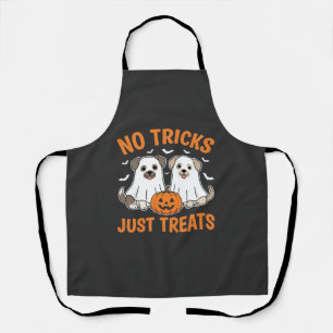 Halloween Ghost Dogs No Tricks Just Treats Design_ Apron
