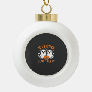 Halloween Ghost Dogs No Tricks Just Treats Design_ Ceramic Ball Christmas Ornament