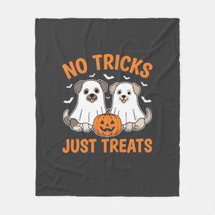 Halloween Ghost Dogs No Tricks Just Treats Design_ Fleece Blanket