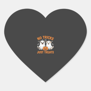 Halloween Ghost Dogs No Tricks Just Treats Design_ Heart Sticker