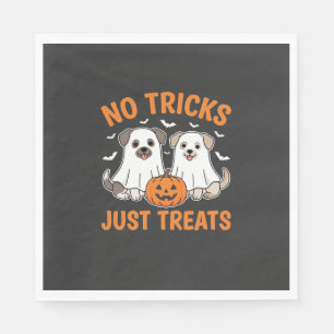 Halloween Ghost Dogs No Tricks Just Treats Design_ Napkin