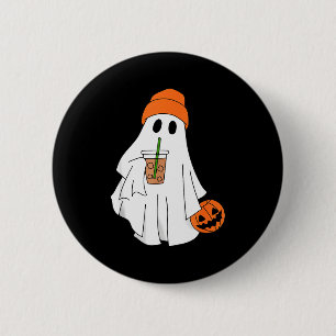 Halloween Ghost Drinking Coffee Ghost Ice Coffee M 6 Cm Round Badge